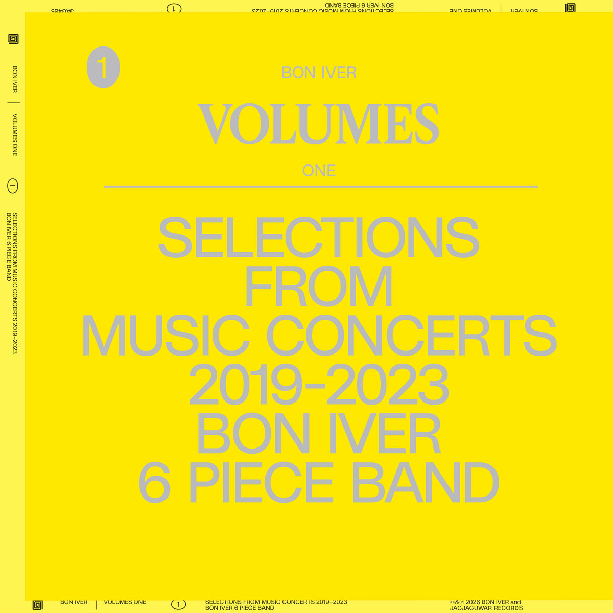 Bon Iver『VOLUMES: ONE (SELECTIONS FROM MUSIC CONCERTS 2019-2023 BON IVER 6 PIECE BAND)』ジャケット